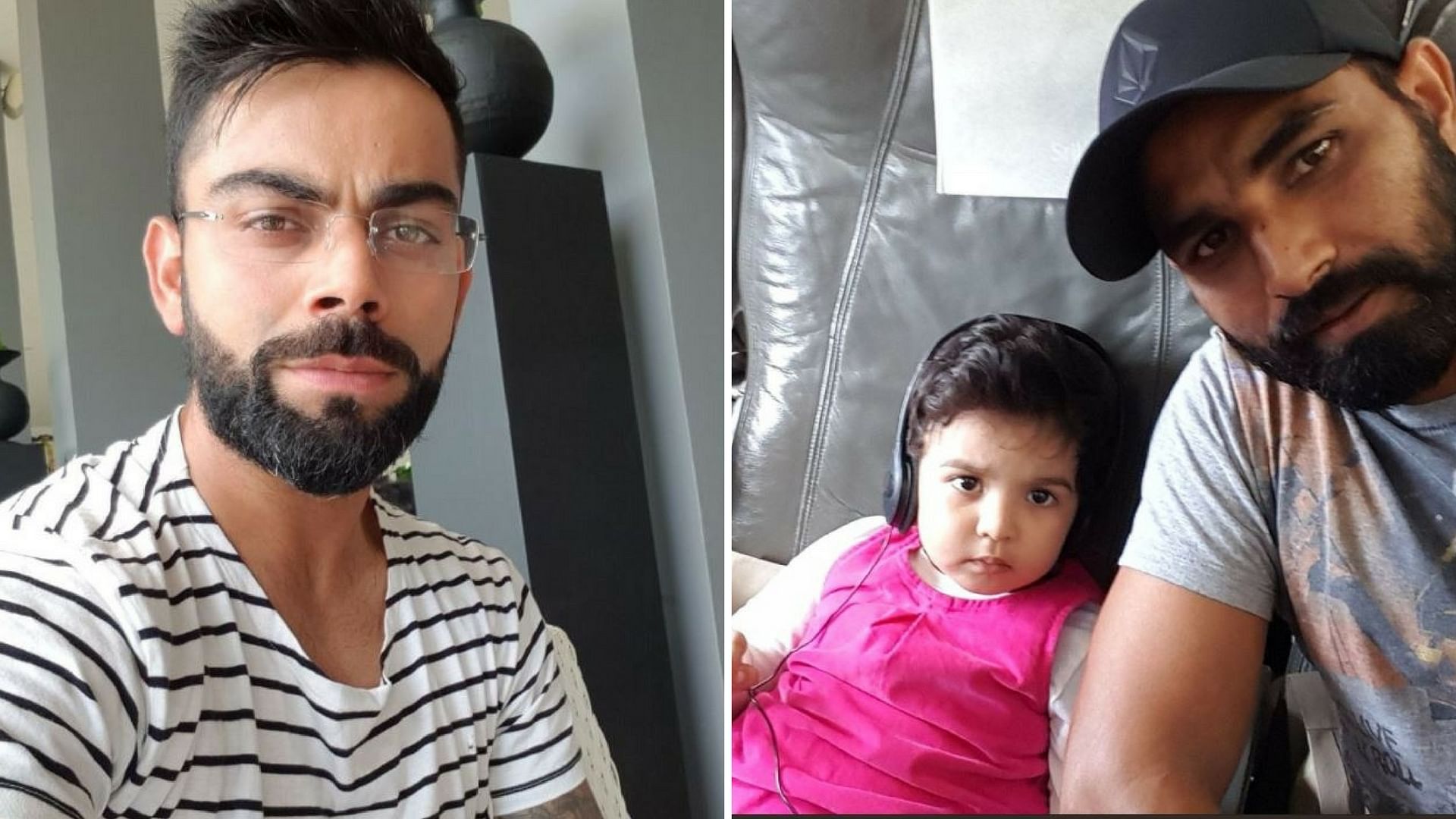 Indian captain Virat Kohli and Indian cricketer Mohammed Shami with his daughter, Aairah.