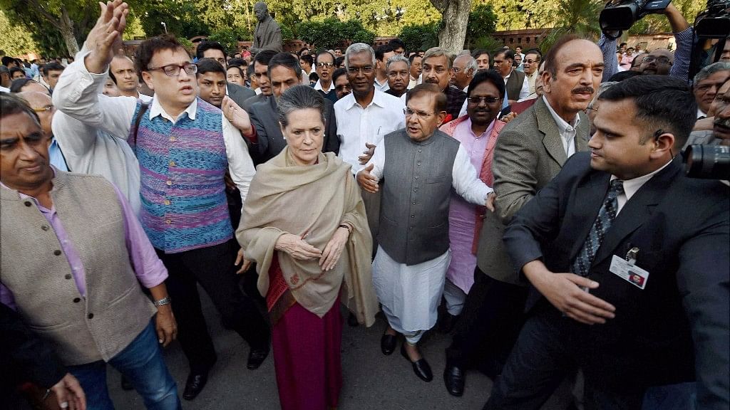A gathering of opposition leaders including Sonia Gandhi, Sharad Yadav and Derek O’Brien.&nbsp;