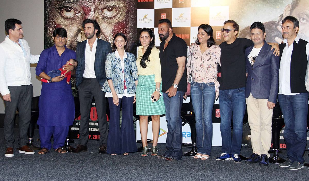 Sanjay Dutt launches the trailer of ‘Bhoomi’ on his daughter’s birthday, with Ranbir Kapoor for company. 