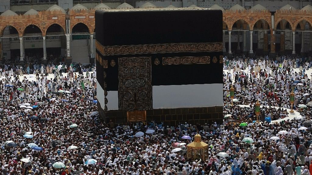 Muslim pilgrims around the Kabba during Hajj pilgrimage in Mecca