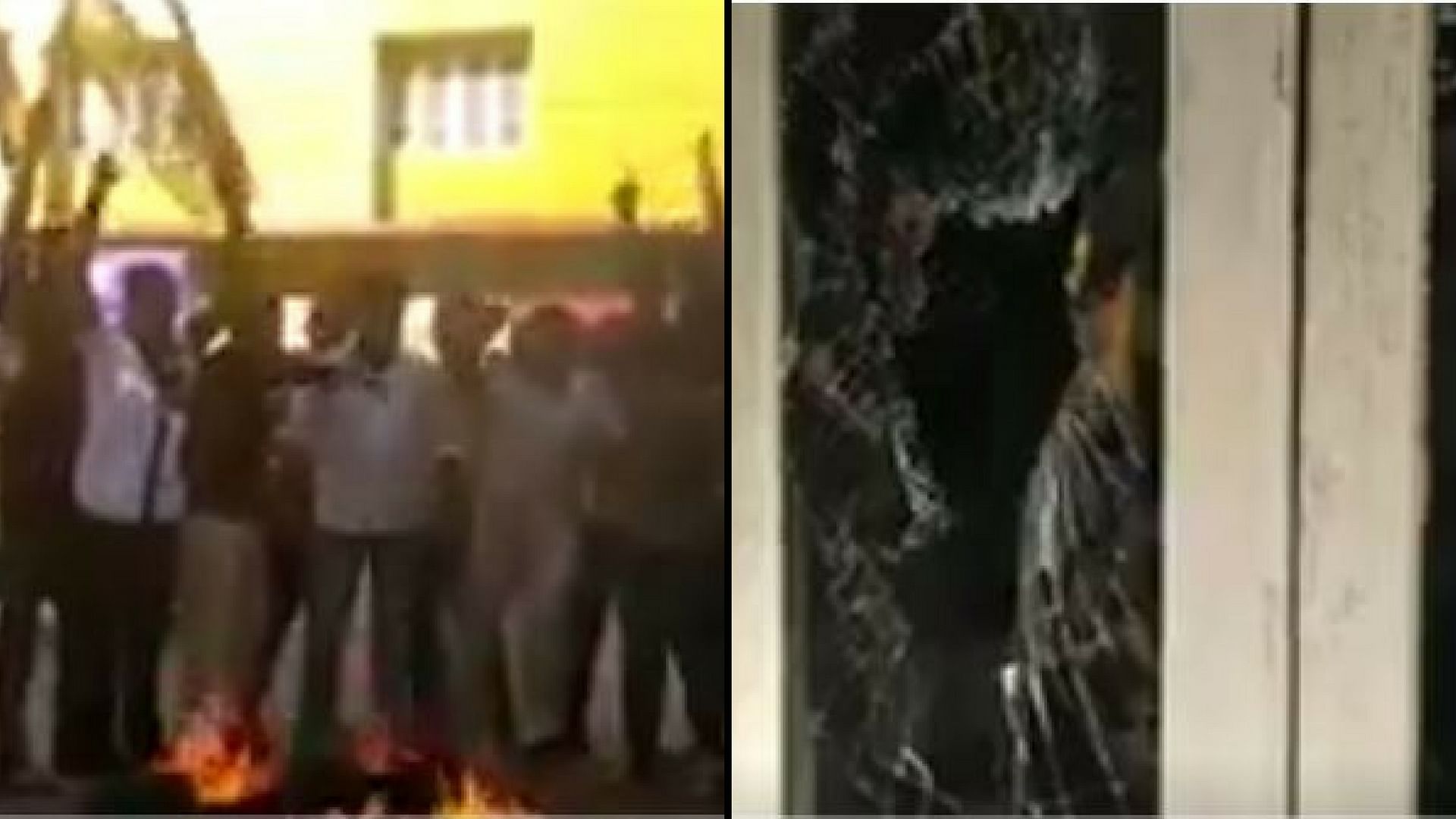 Youth Congress protesters vandalised the I-T office premises and burnt tyres.