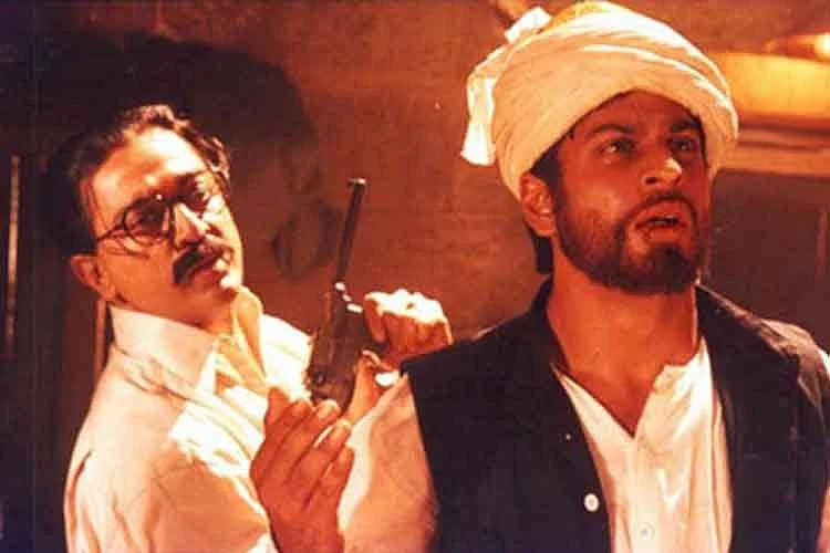 Kamal Haasan and Shah Rukh Khan in a still from <i>Hey Ram</i>.