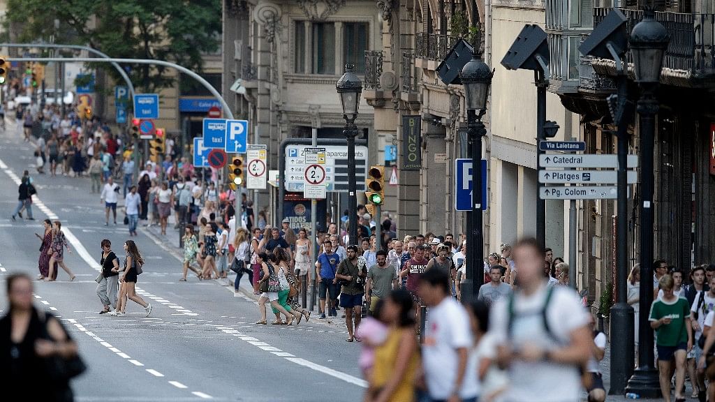 People seen rushing to safety during the Barcelona terror attack