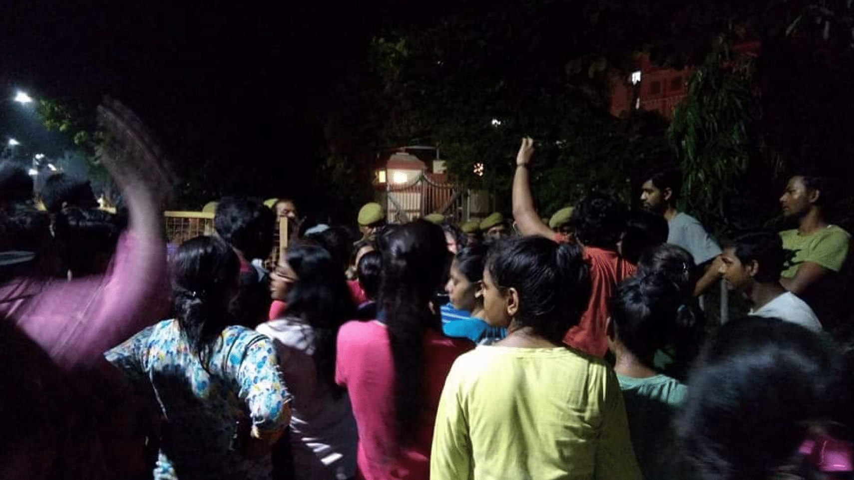 Students protesting at BHU.