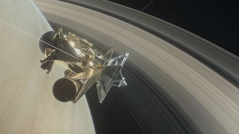An illustration of the Saturn probe Cassini.