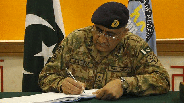 File image of General Qamar Javed Bajwa. Accusing India of “killing” innocent people on the LoC, he said the country should give peace a chance.
