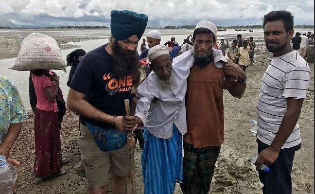 Members of Khalsa Aid reach the Bangladesh-Myanmar border town of Teknaf to provide relief to Rohingya refugees. 
