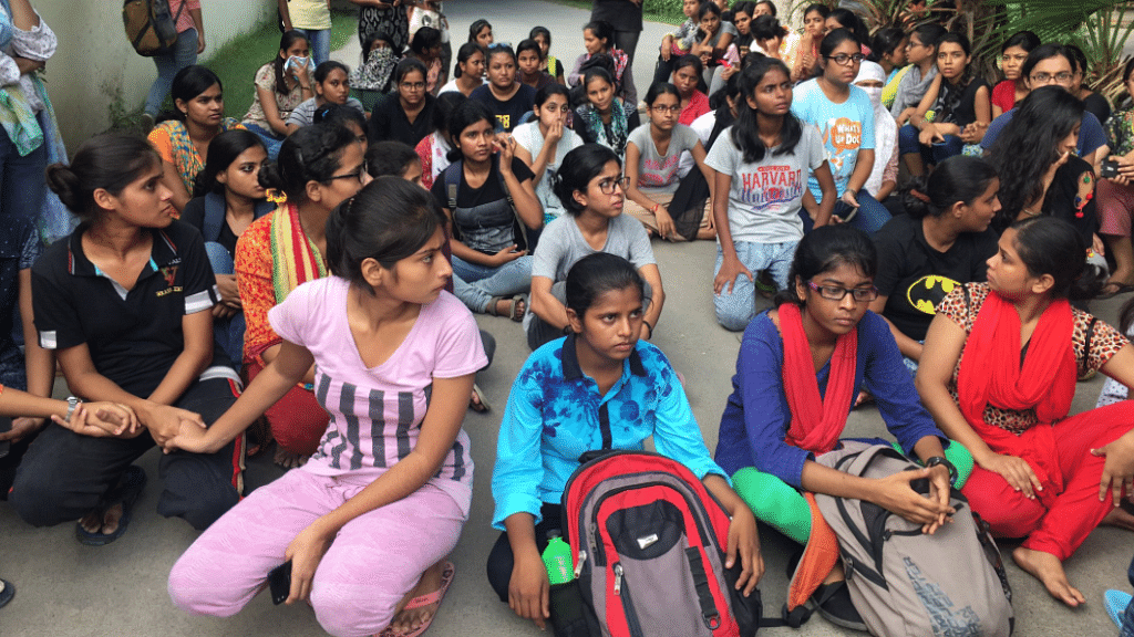 Students protesting at BHU.