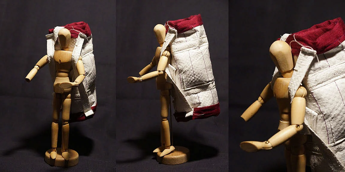A model of the upcycled cement holdall.