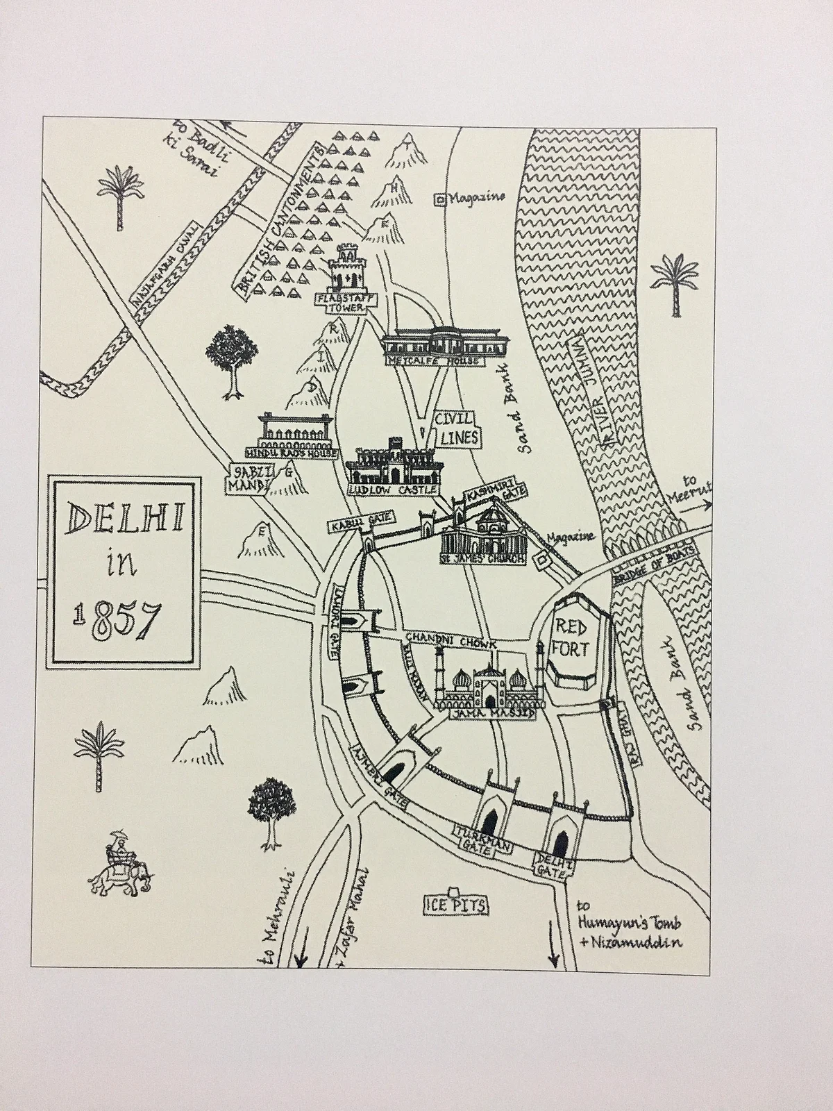 Artist’s sketch of Delhi, 1857.