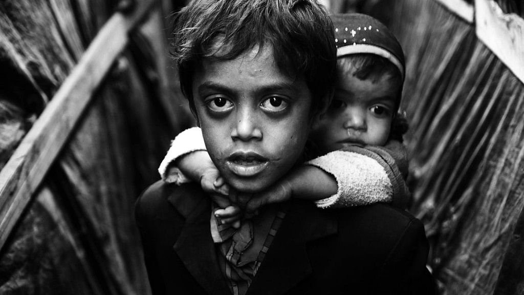 Two Rohingya refugee children in Jammu and Kashmir.