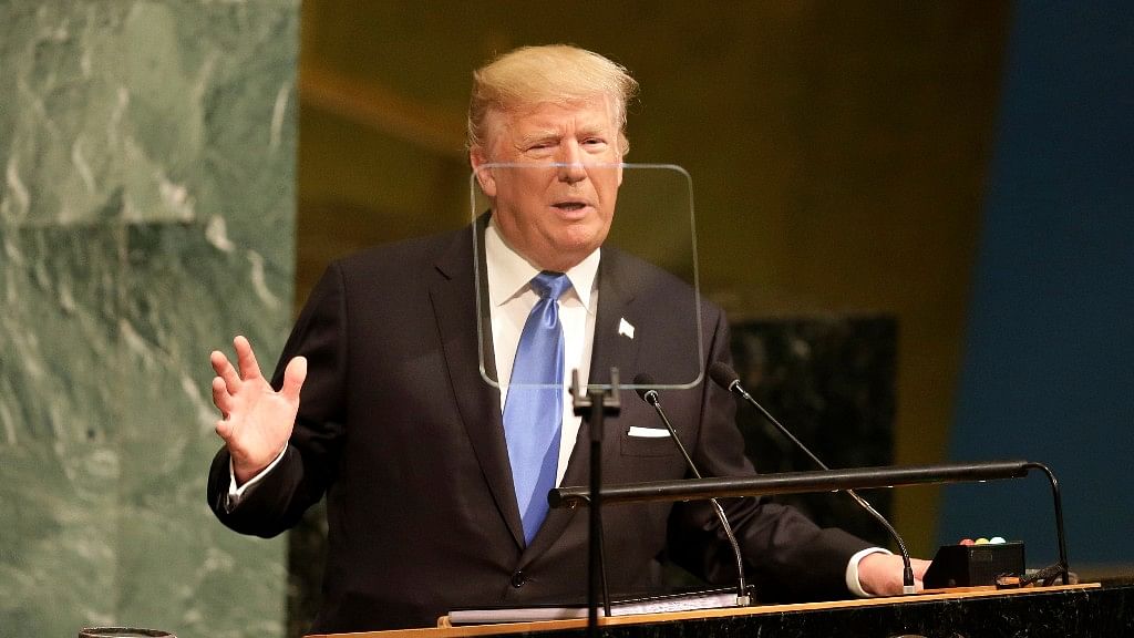 United States President Donald Trump speaks during the United Nations General Assembly at UN headquarters, Tuesday, on September 19, 2017.&nbsp;