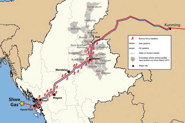 Pipeline from the Shwe gas field to China.