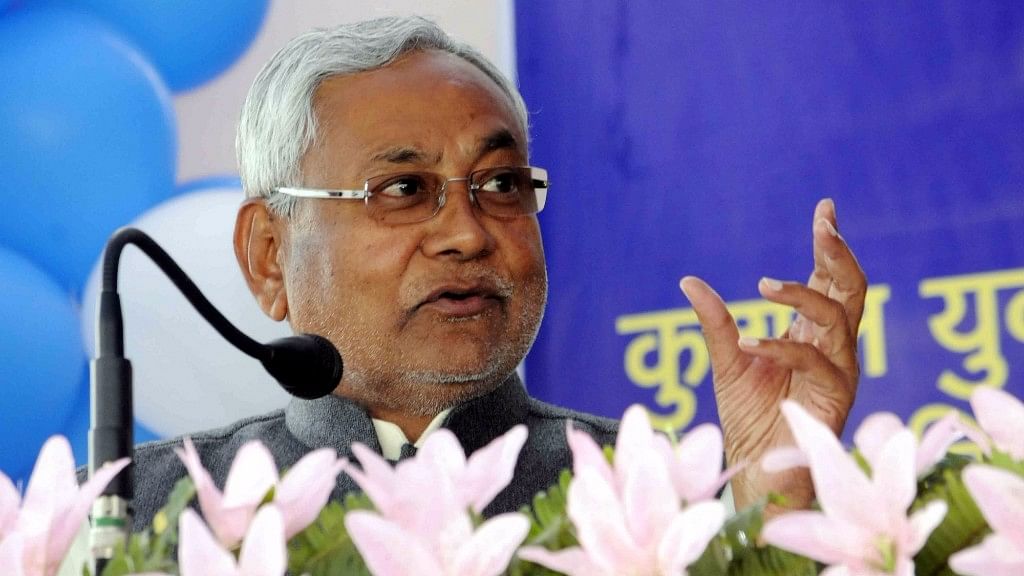 Nitish Kumar is hardly visible in the company of these boastful, swaggering allies.