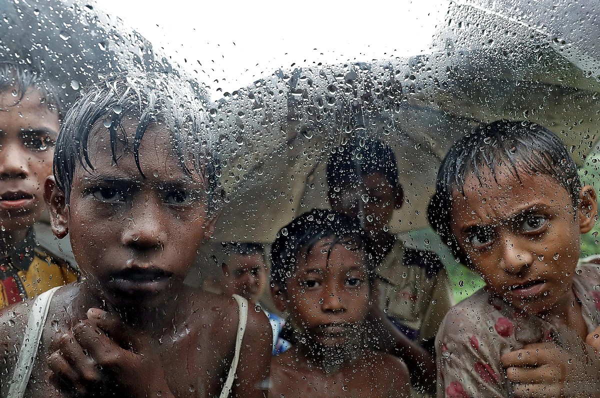 Rohingya refugee children pictured in a camp in Cox’s Bazar, Bangladesh.