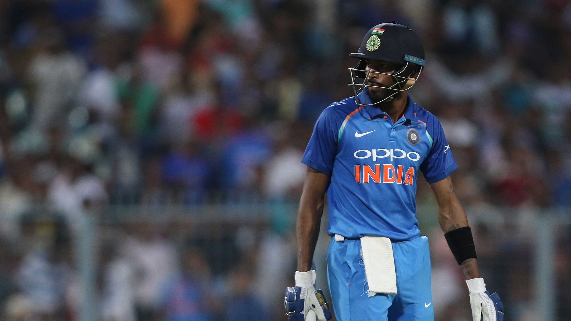 Hardik Pandya thought he was caught and walked off but was given not out by the umpires.