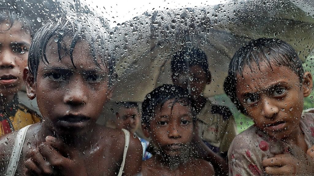 Rohingya refugee children pictured in a camp in Cox’s Bazar, Bangladesh