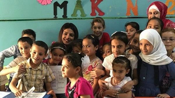 Priyanka Chopra in Jordan with the children.&nbsp;