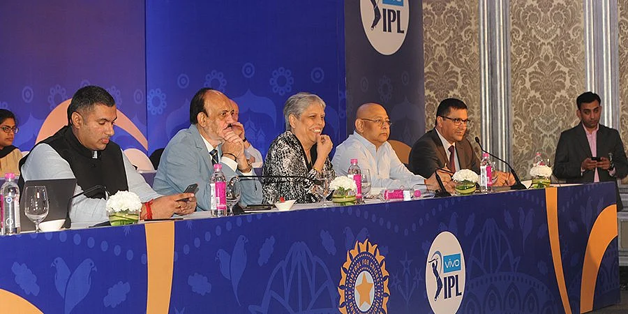 BCCI and CoA members at the IPL media rights auction in Mumbai on Monday