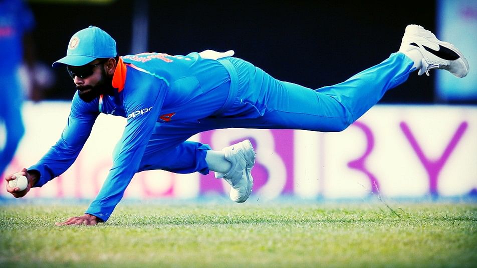 Virat Kohli fields the ball during an ODI.