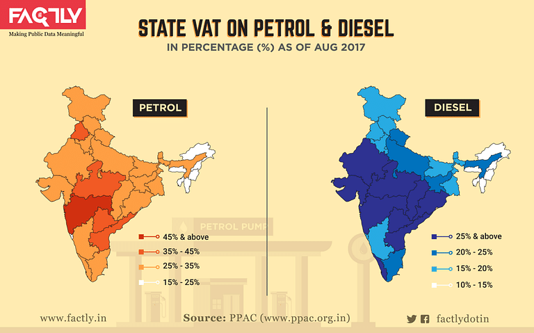The central government revenue by excise duty on petrol and diesel more than tripled between 2013-14 and 2016-17.