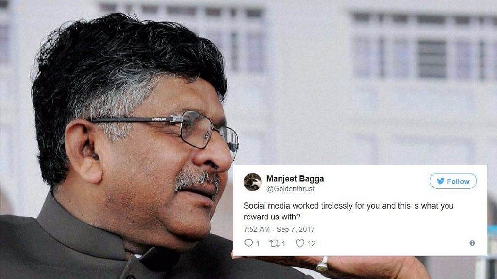 

Ravi Shankar Prasad, a BJP minister himself, was trolled for “bowing down” to “liberal bullies”.