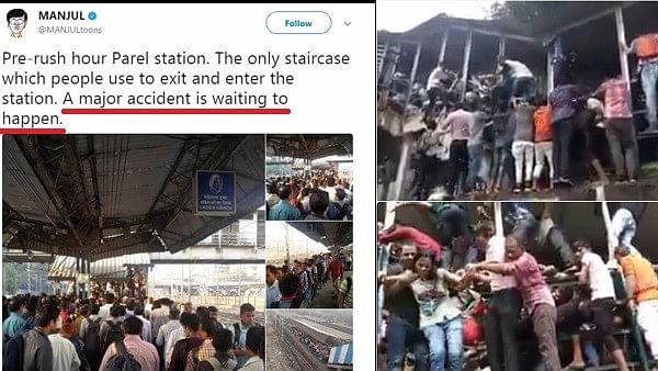 After Elphinstone bridge stampede, citizens dug out old tweets warning the Railways about a possible stampede.