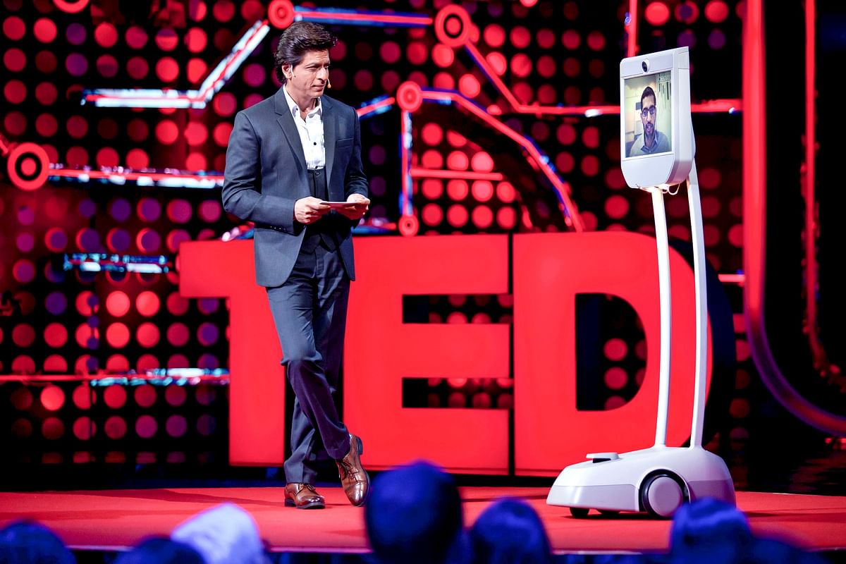 

Google CEO Sundar Pichai teleported from California through Beam, a special robot.