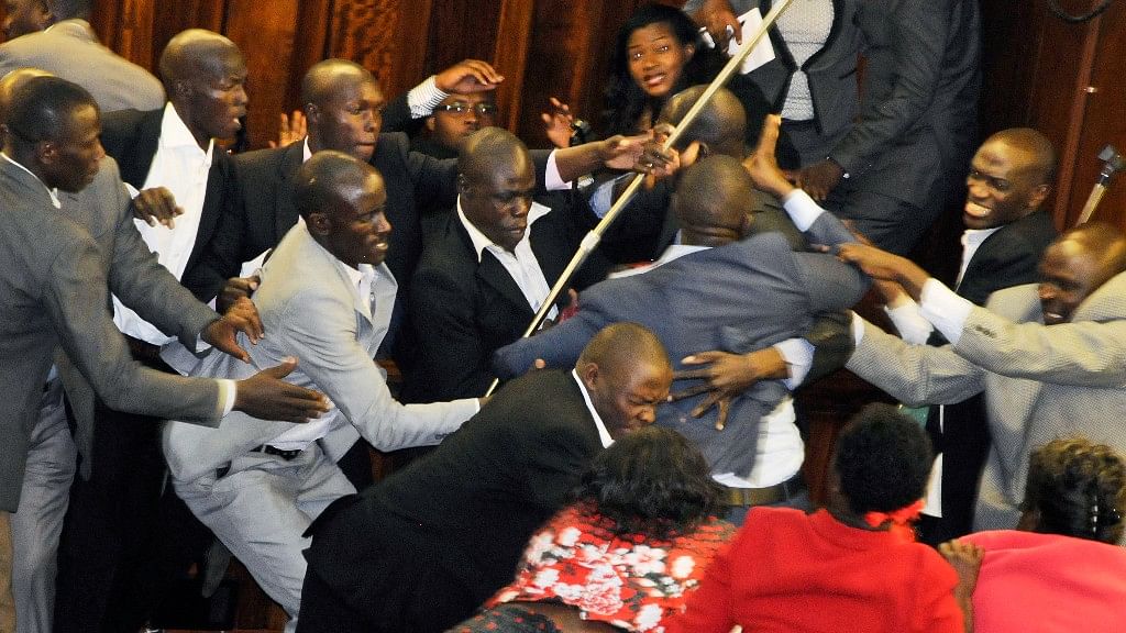 Brawl in the Uganda parliament.&nbsp;