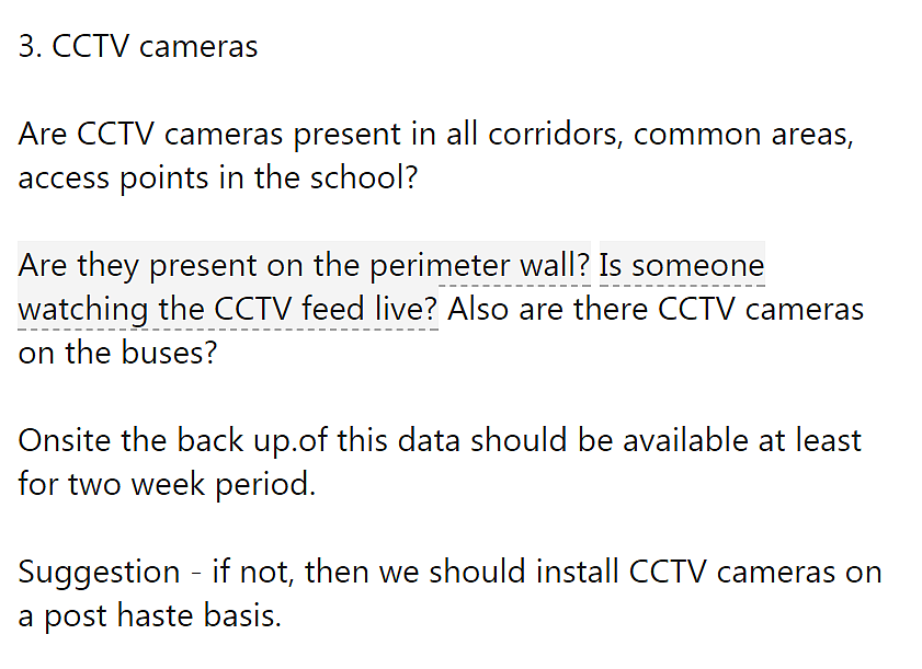 A screenshot of the collated list sent by parents.
