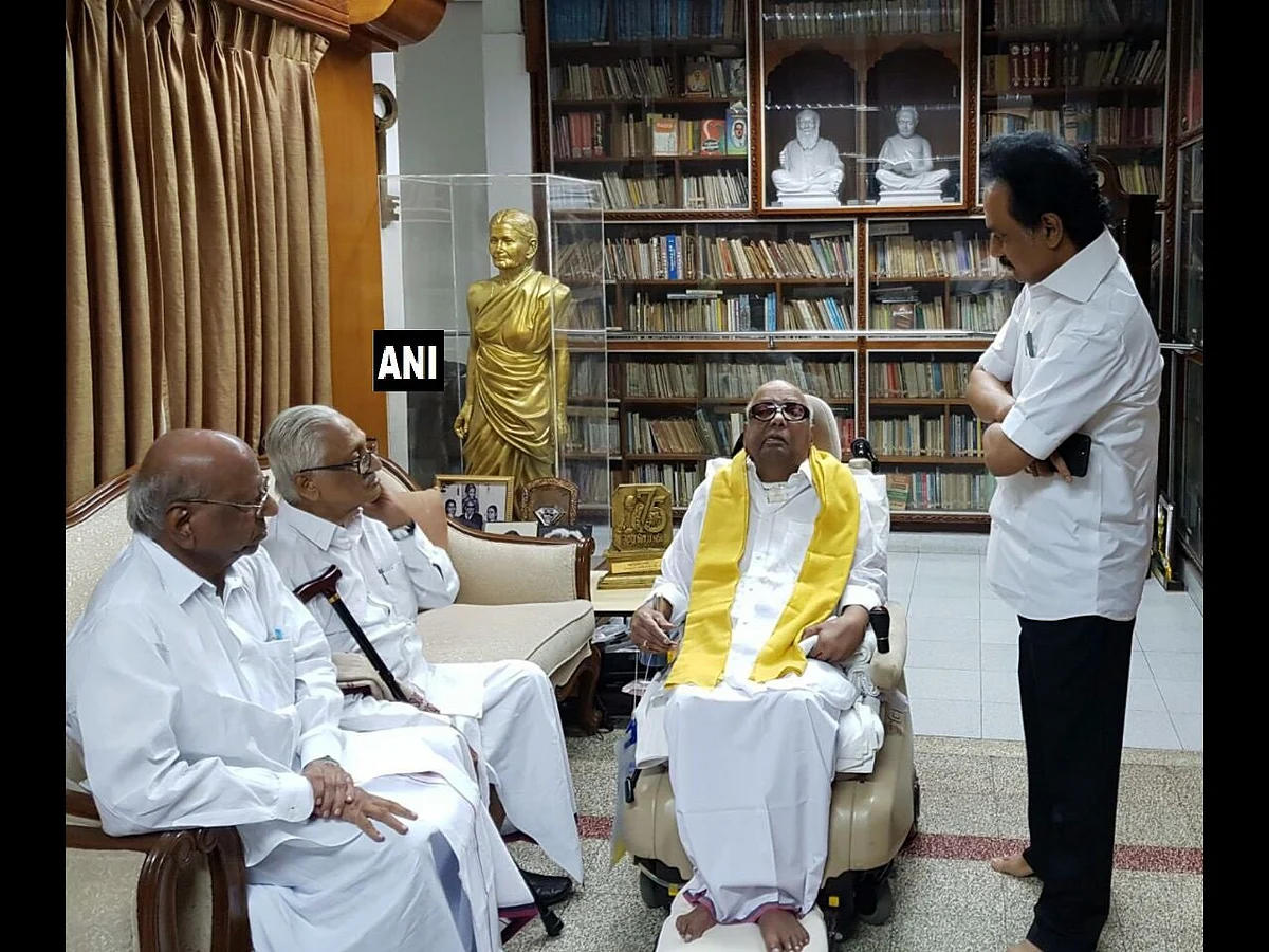Oppositions party DMK released this photograph of the party chief after rumours were strife about his demise.