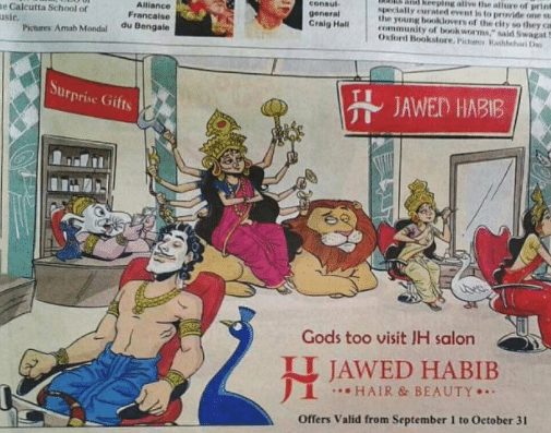 Habib’s Kolkata franchise released an ad saying, “Gods too visit JH salon”. That didn’t go down so well.