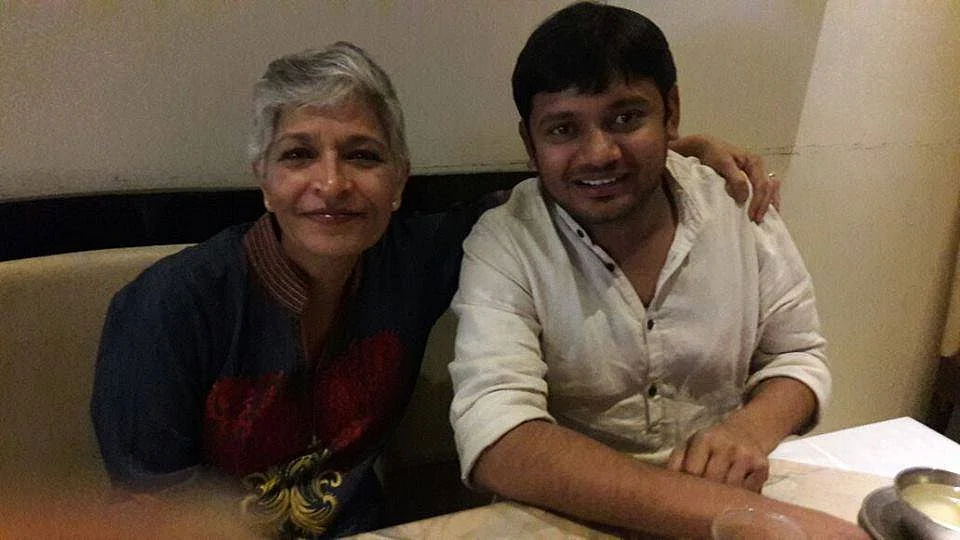 Gauri Lankesh with Kanhaiya Kumar.