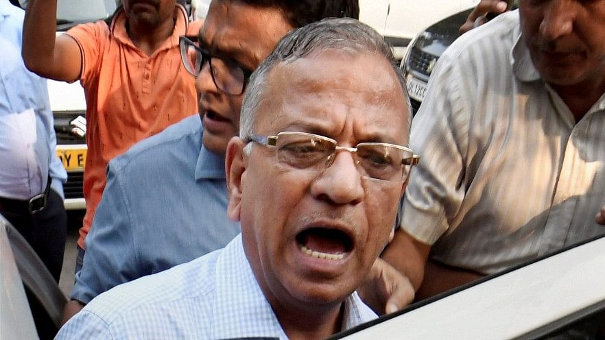 BHU Vice Chancellor Girish Chandra Tripathi talks to the media after a meeting at IIC in New Delhi on Tuesday.
