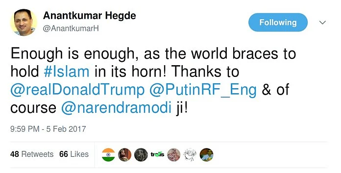 What Minister Anantkumar Hegde’s Tweets Tell Us About His Mindset