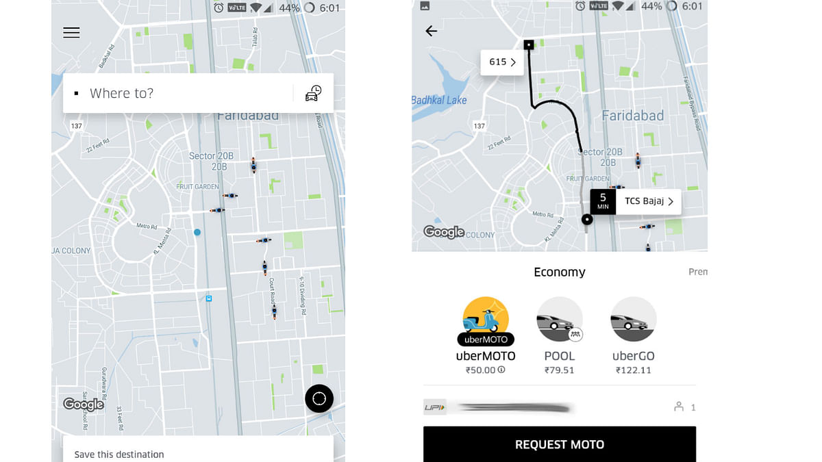 UberMoto is Uber’s bike taxi service in India, available in select cities with fare of Rs 3 per km. 