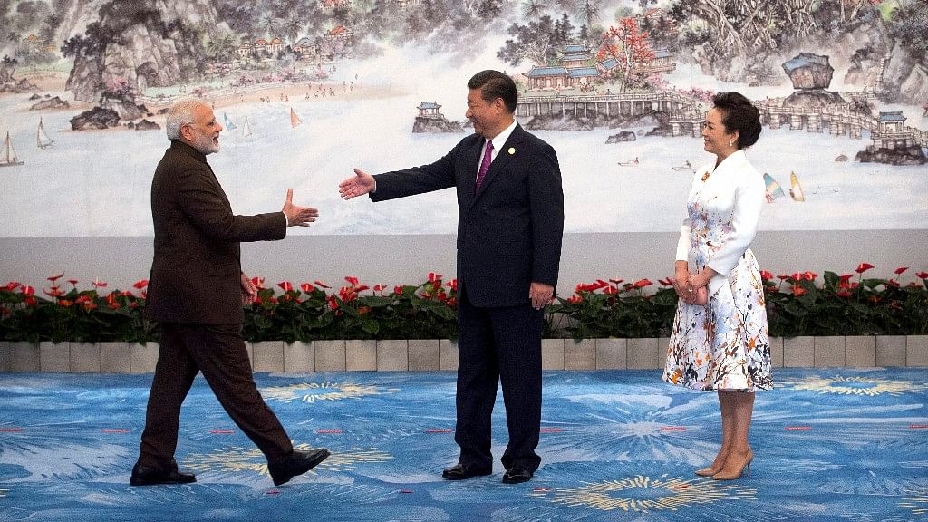 Prime Minister Narendra Modi with Chinese President Xi Jinping and his wife Peng Liyuan in China’s Fujian Province on Monday.