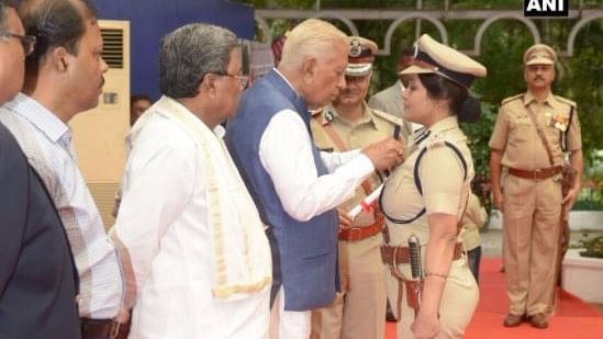 

Former DIG, D Roopa Moudgil was awarded the President’s Medal at Raj Bhawan in Bengaluru, on Monday.