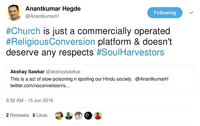 What Minister Anantkumar Hegde’s Tweets Tell Us About His Mindset