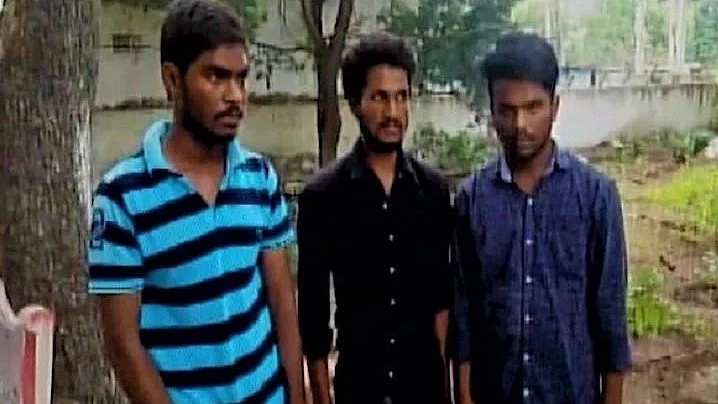 Three men who were arrested by Andhra Pradesh police for allegedly gang-raping a girl. 