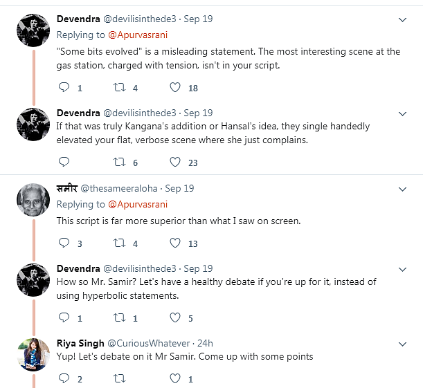 People react to the original <i>Simran</i> script. 