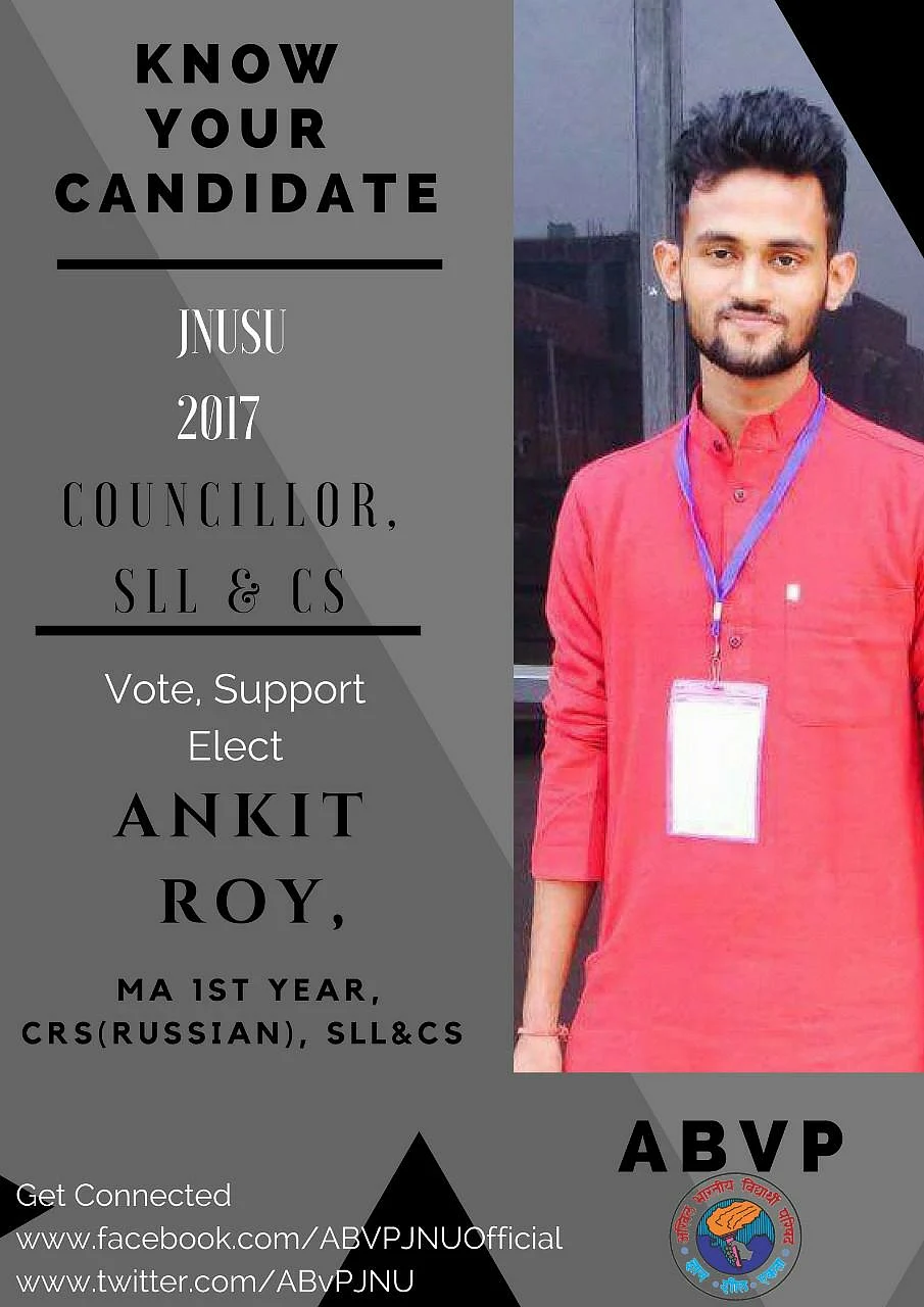 A poster for ABVP’s Ankit Roy. 