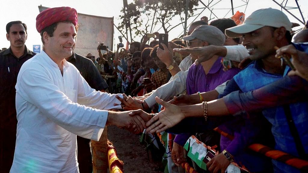 Congress Vice President Rahul Gandhi meeting the supporters during his visit to Dwarka in Gujarat on Monday.
