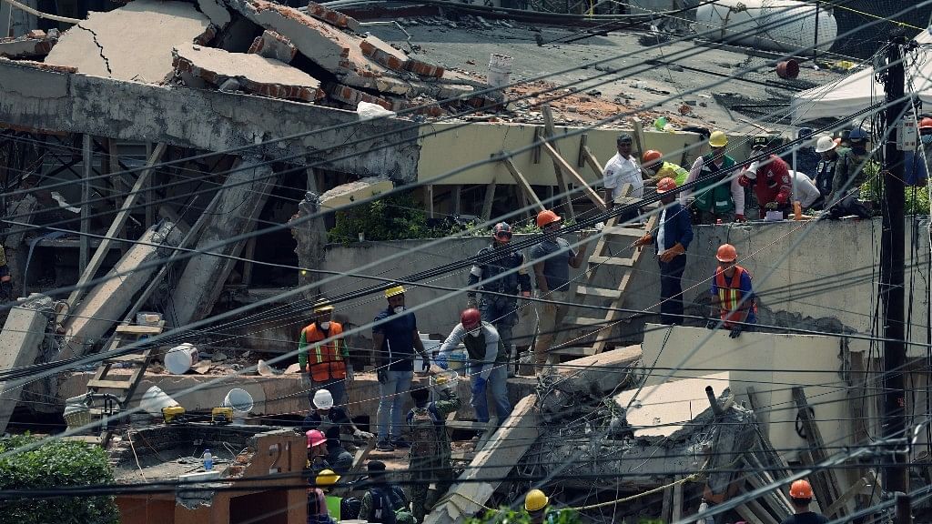 The rubble of a Mexico City school that collapsed due to the 7.1 magnitude earthquake.