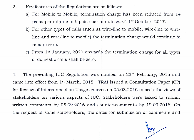 Current IUC rates as proposed by TRAI.