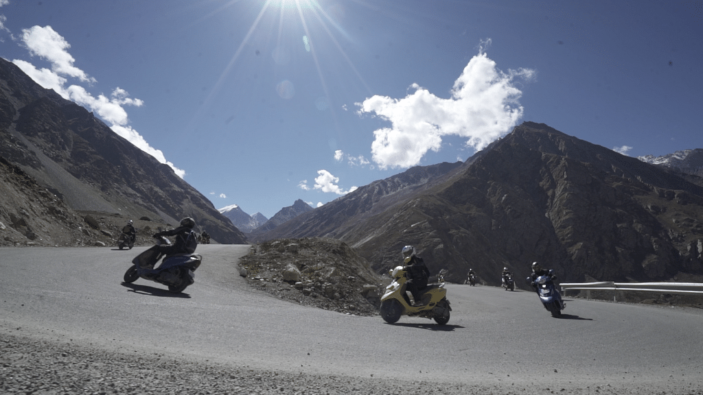Riders enjoying the curvy roads in Ladakh