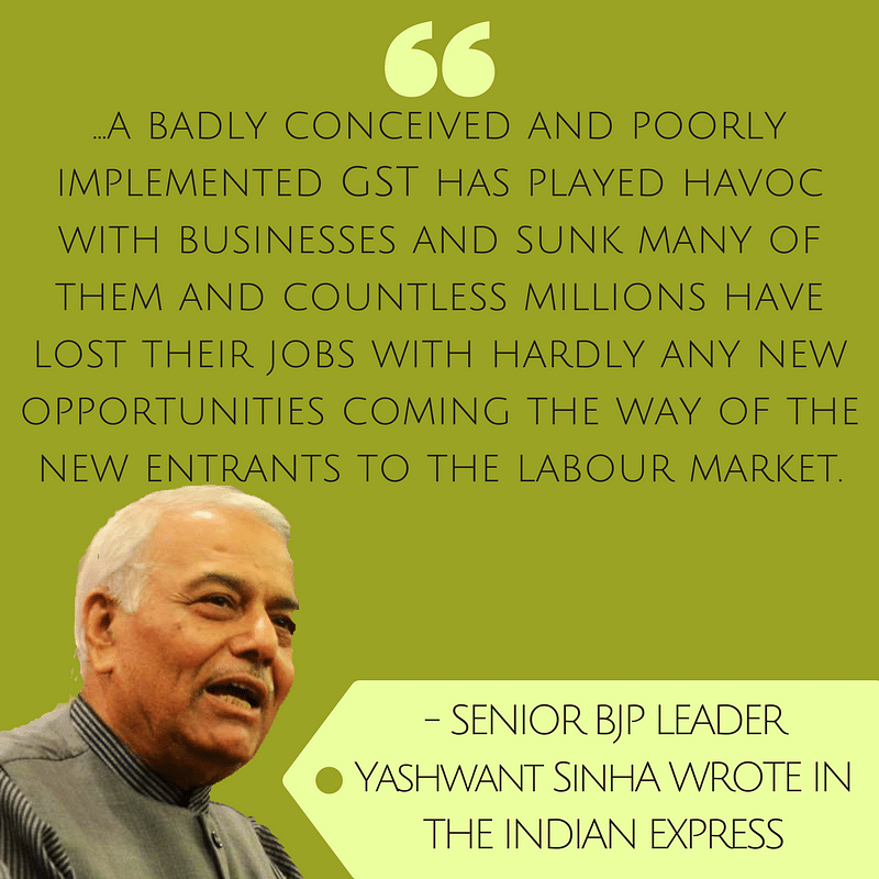 Senior BJP leader Yashwant Sinha wrote that he’d be “failing his national duty” if he didn’t speak of the “mess”.