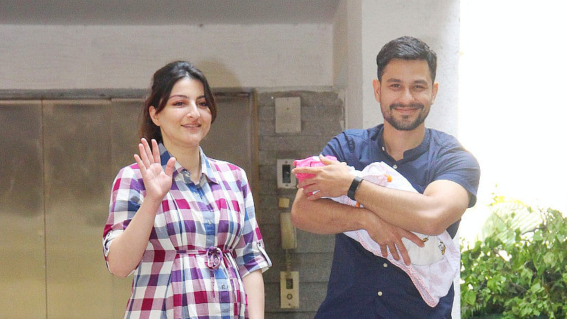 
Soha Ali Khan and Kunal Khemu with their new-born. 

