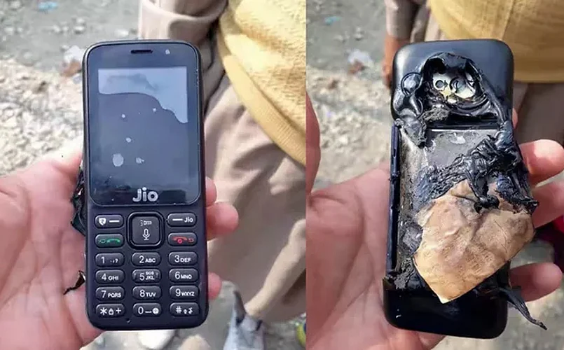 JioPhone caught up flames, back panel melted. 