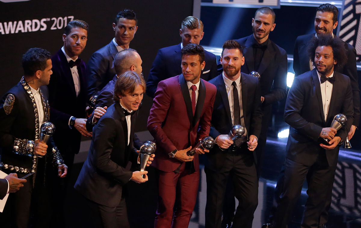 Cristiano Ronaldo has caught up with Lionel Messi to become a five-time winner of FIFA’s best player award.